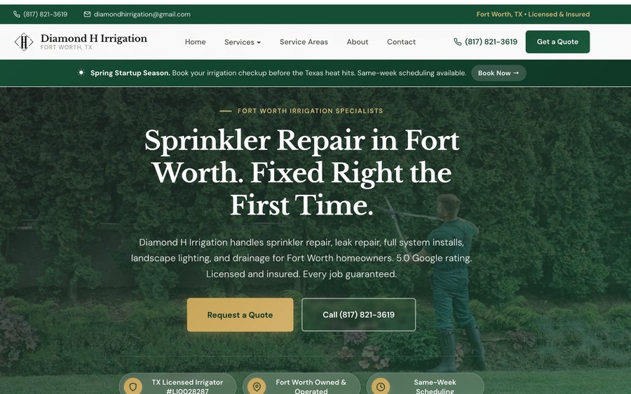 Diamond H Irrigation website