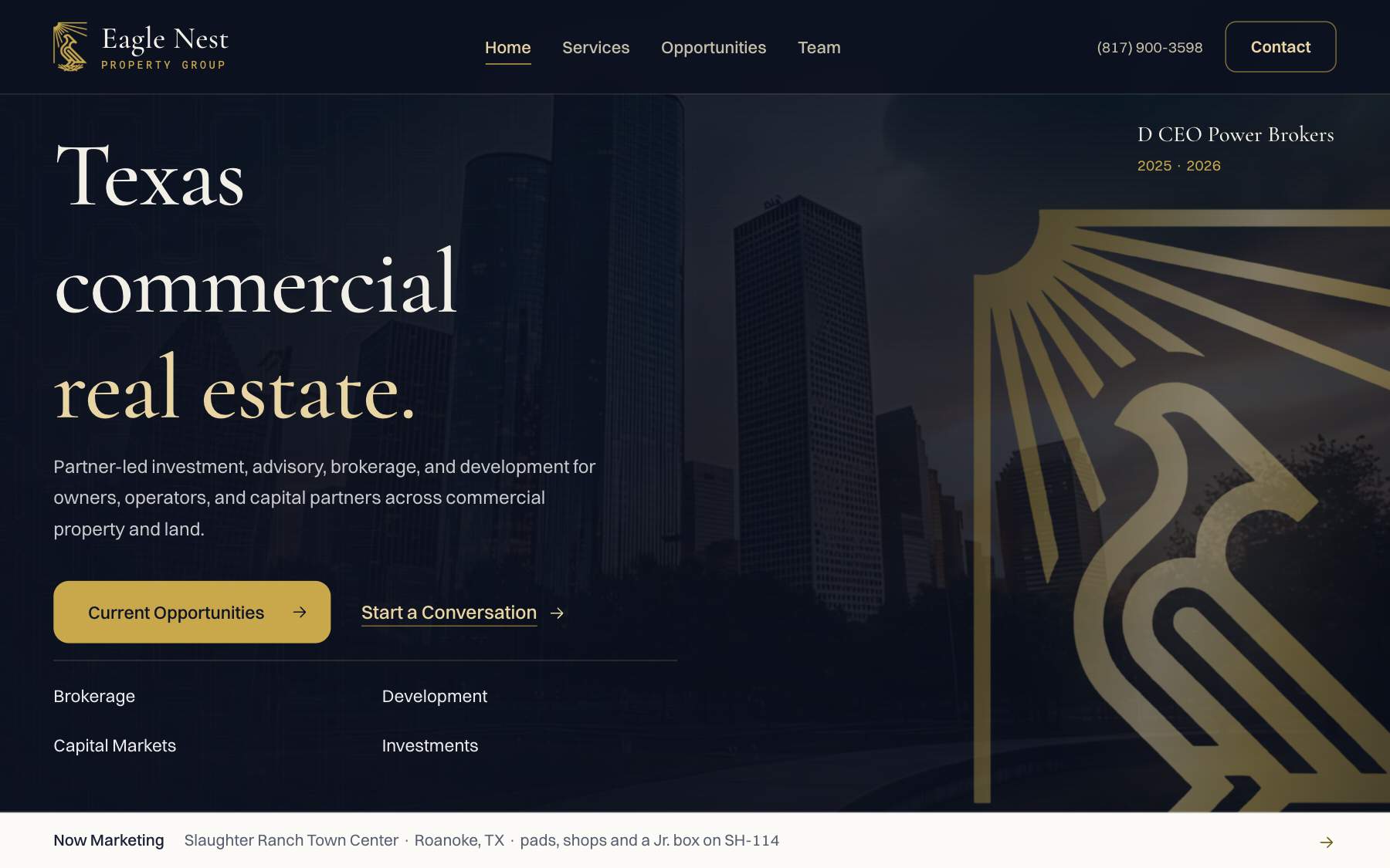 Eagle Nest Property Group Texas commercial real estate website by TMN Creative