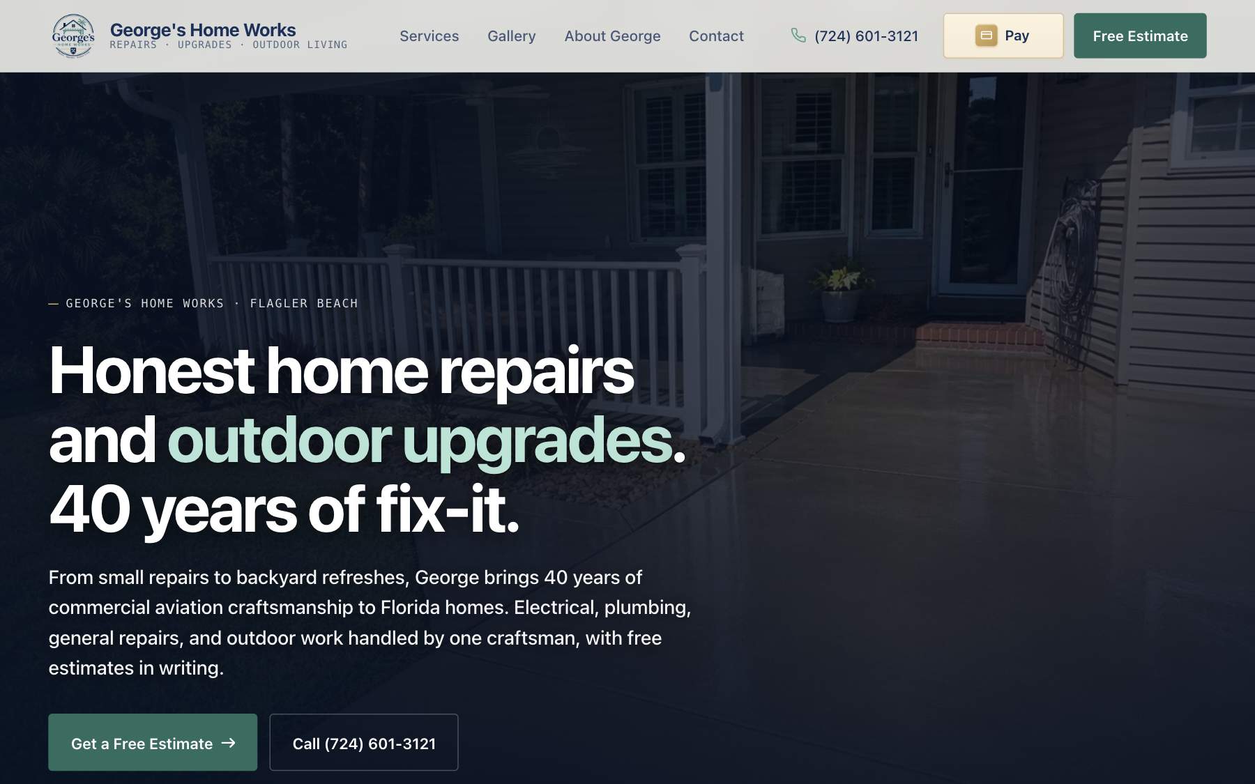 George's Home Works Flagler Beach handyman and outdoor living website by TMN Creative