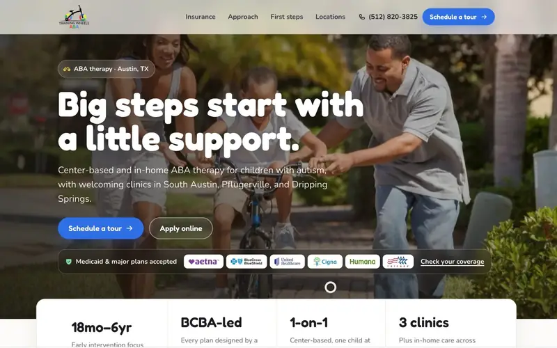 Pediatric ABA therapy practice website designed by TMN Creative