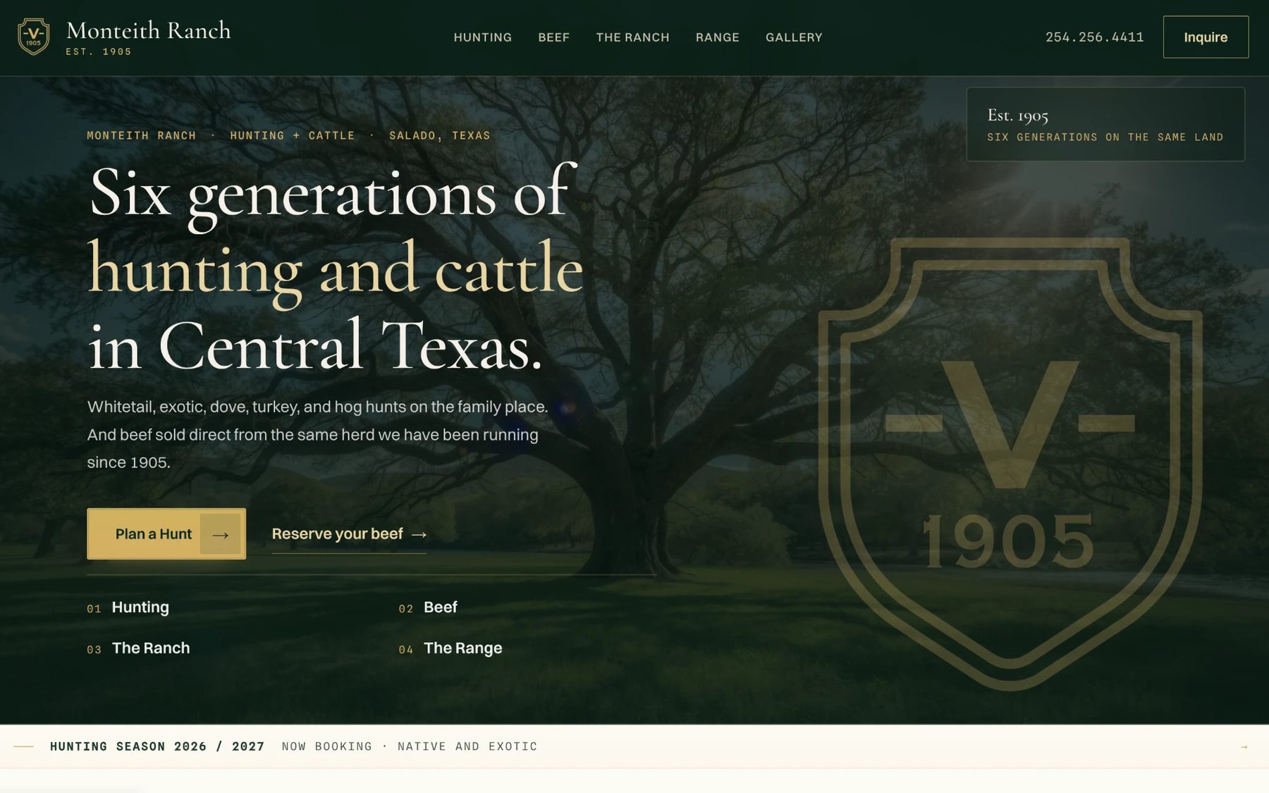 Monteith Ranch hunting and cattle ranch website by TMN Creative