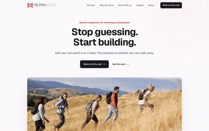 Desktop view of the Hilpan Moxie Wealth Management website