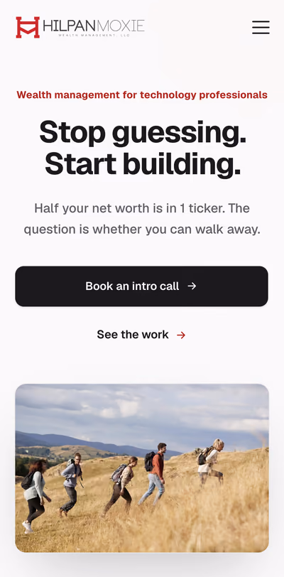Mobile view of the same Hilpan Moxie website