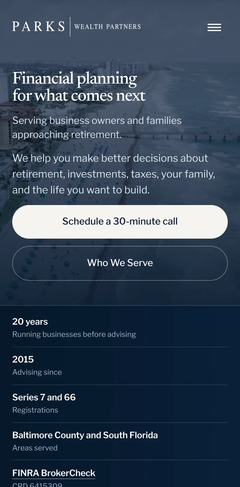 Parks Wealth Partners financial advisor website homepage