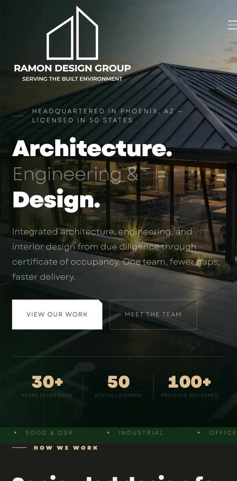 Ramon Design Group, a mobile architecture firm website built by TMN Creative