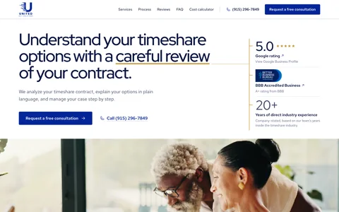 United Exit Solutions timeshare contract review website by TMN Creative