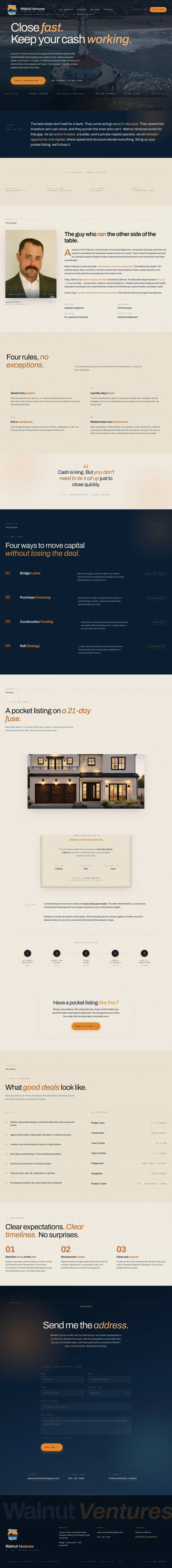 Walnut Ventures, a private-capital site built by TMN Creative
